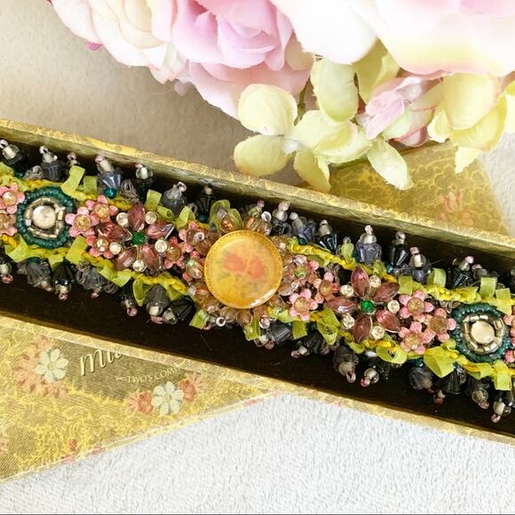 Mille Fleur Vintage Victorian Floral Multi Crystal Stone Bracelet - Picture 1 of 7
